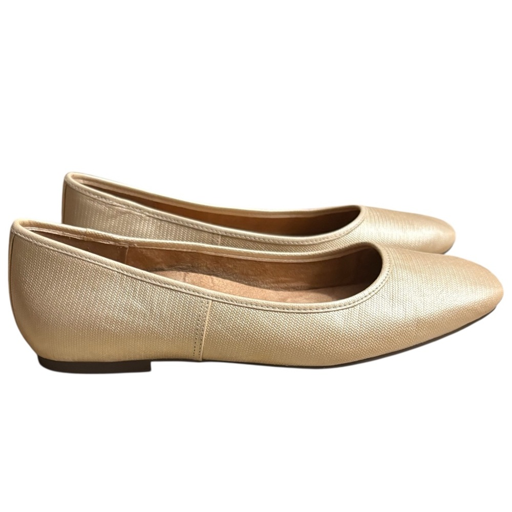 VIONIC Orinda Square Toe Leather Orthotic Ballet Flats in Gold Shimmer Size 9 - Picture 3 of 10